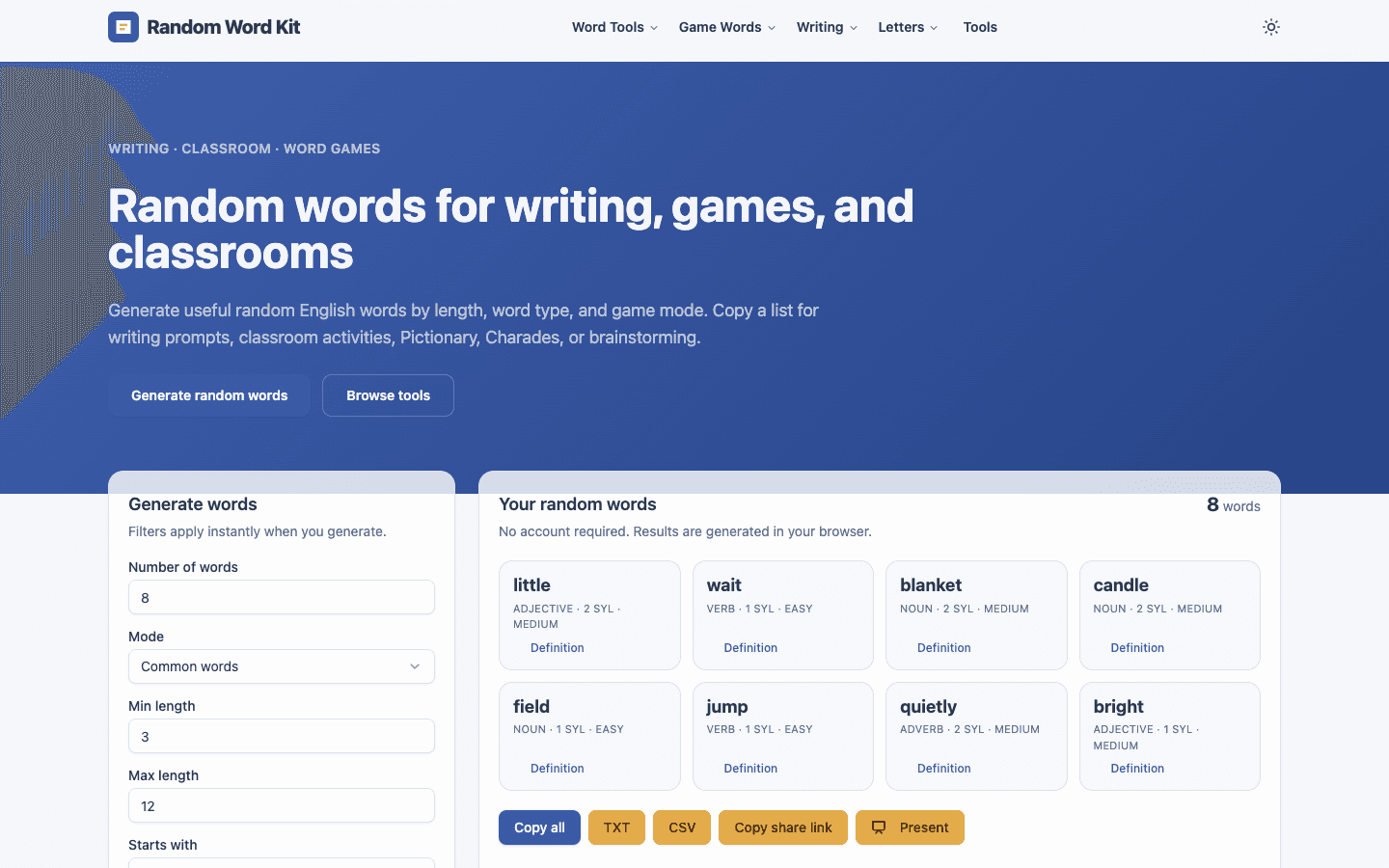 Random Word Kit screenshot 1